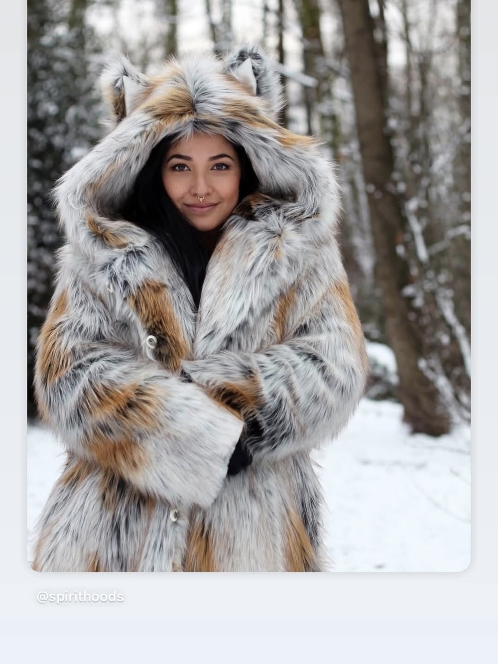 SpiritHoods Multitone Grey and Tan Faux Fur Wolf Hood - Picture 5 of 6